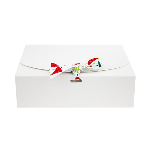 Pack of 12 White Kraft Gift Boxes with Christmas Ribbon