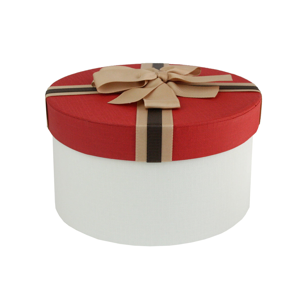 Single Cream/Red Gift Boxes With Brown Satin Ribbon