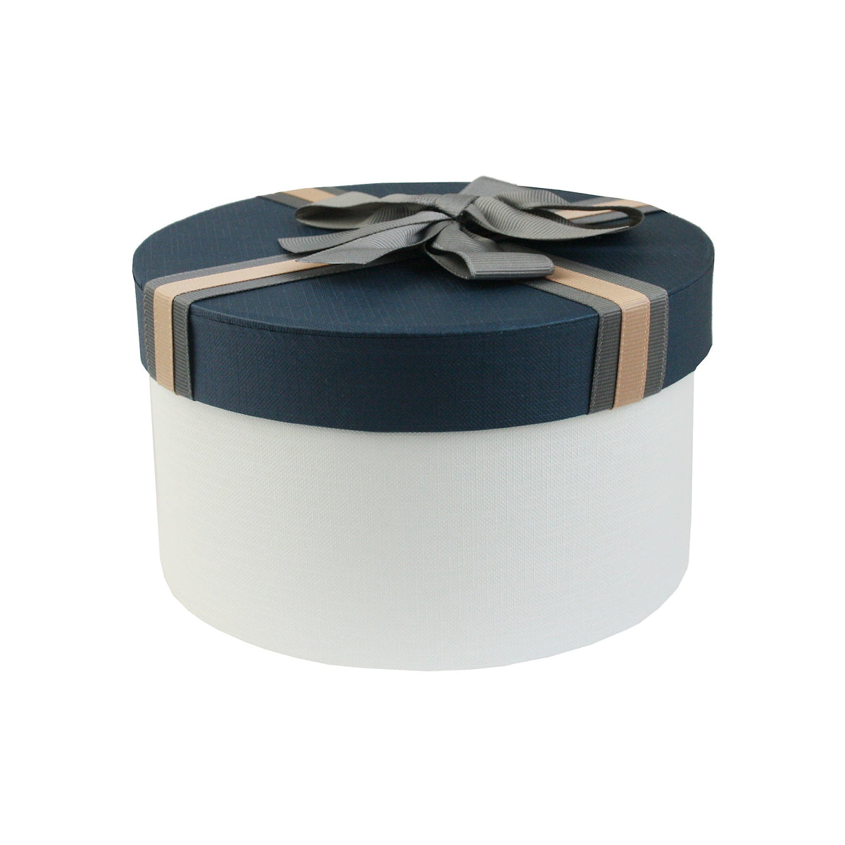 Single Cream/Blue Gift Boxes With Grey Satin Ribbon (Sizes Available)