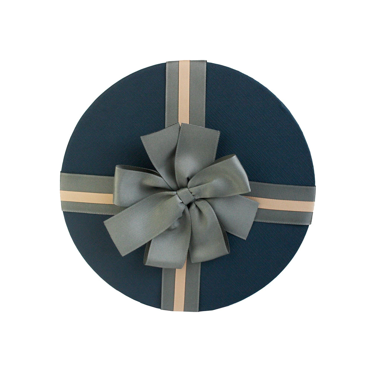 Single White Blue with Striped Brown Ribbon Gift Box (Sizes Available)