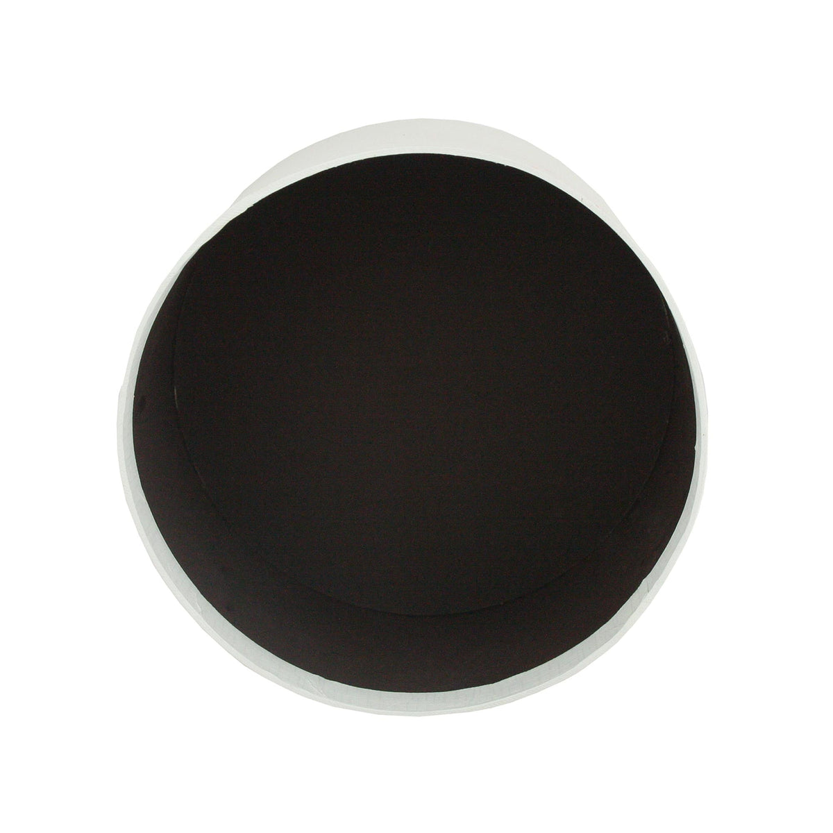 Open white gift box with blue lid showcasing chocolate brown interior.