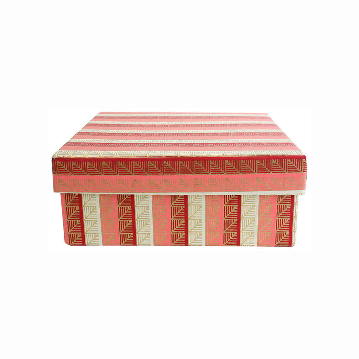 Handmade Chevron Patterned Red/Gold Gift Box - Single (Sizes Available)