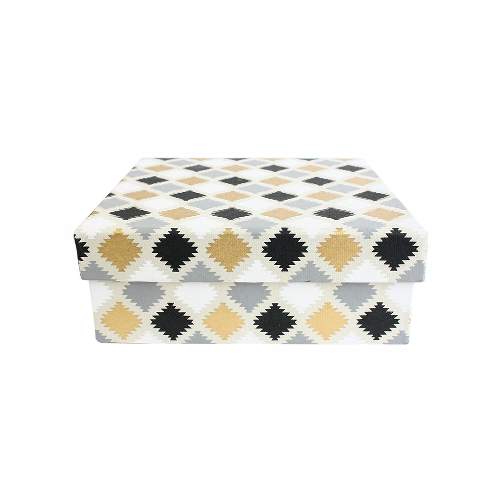 Handmade Geometric Patterned Black/Gold Gift Box - Single (Sizes Avail ...