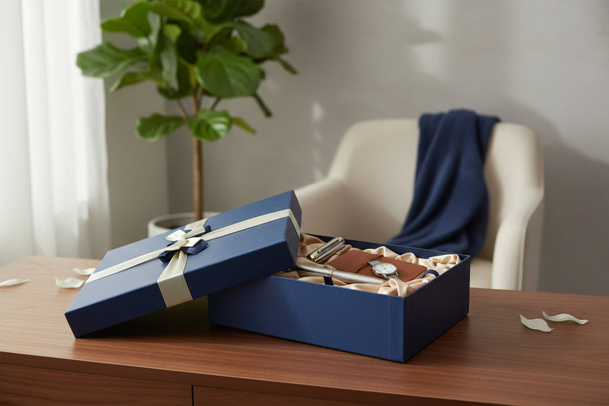 Emartbuy Blue Gift Boxes with Decorative Ribbon