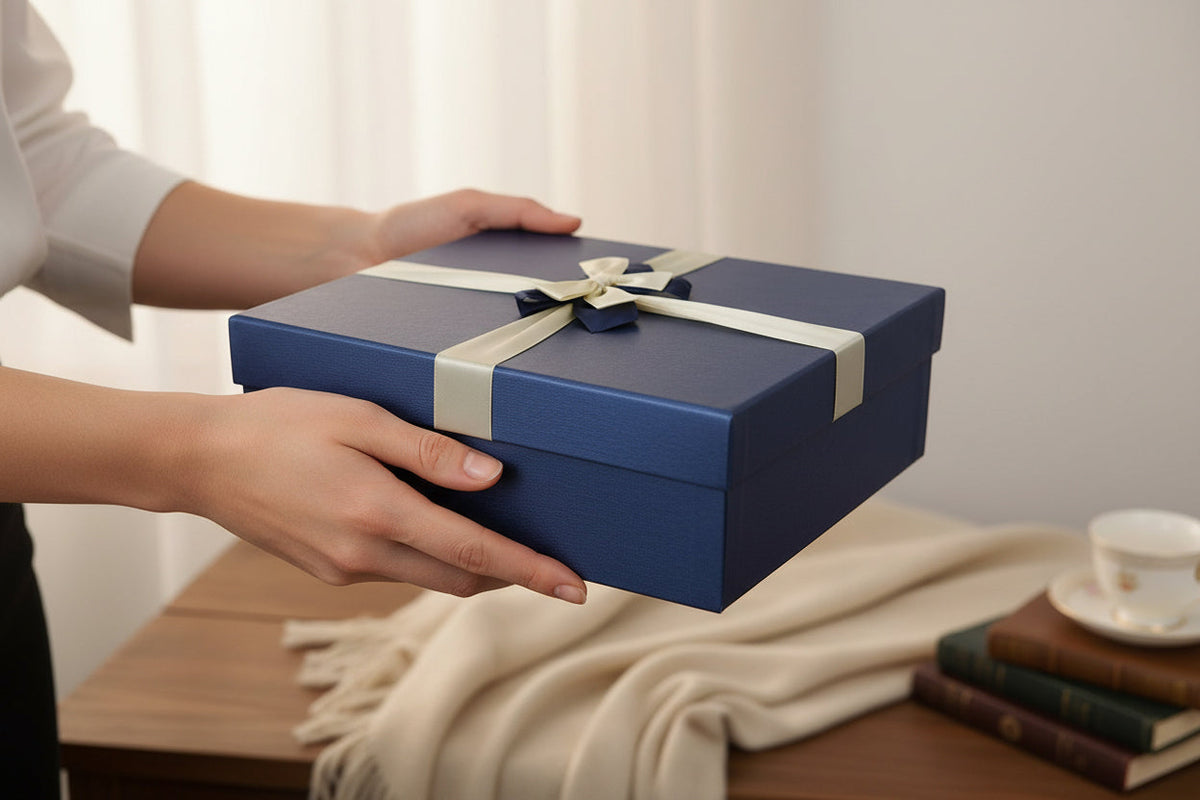 Luxury Blue Gift Boxes Set of 3 with Satin Ribbon