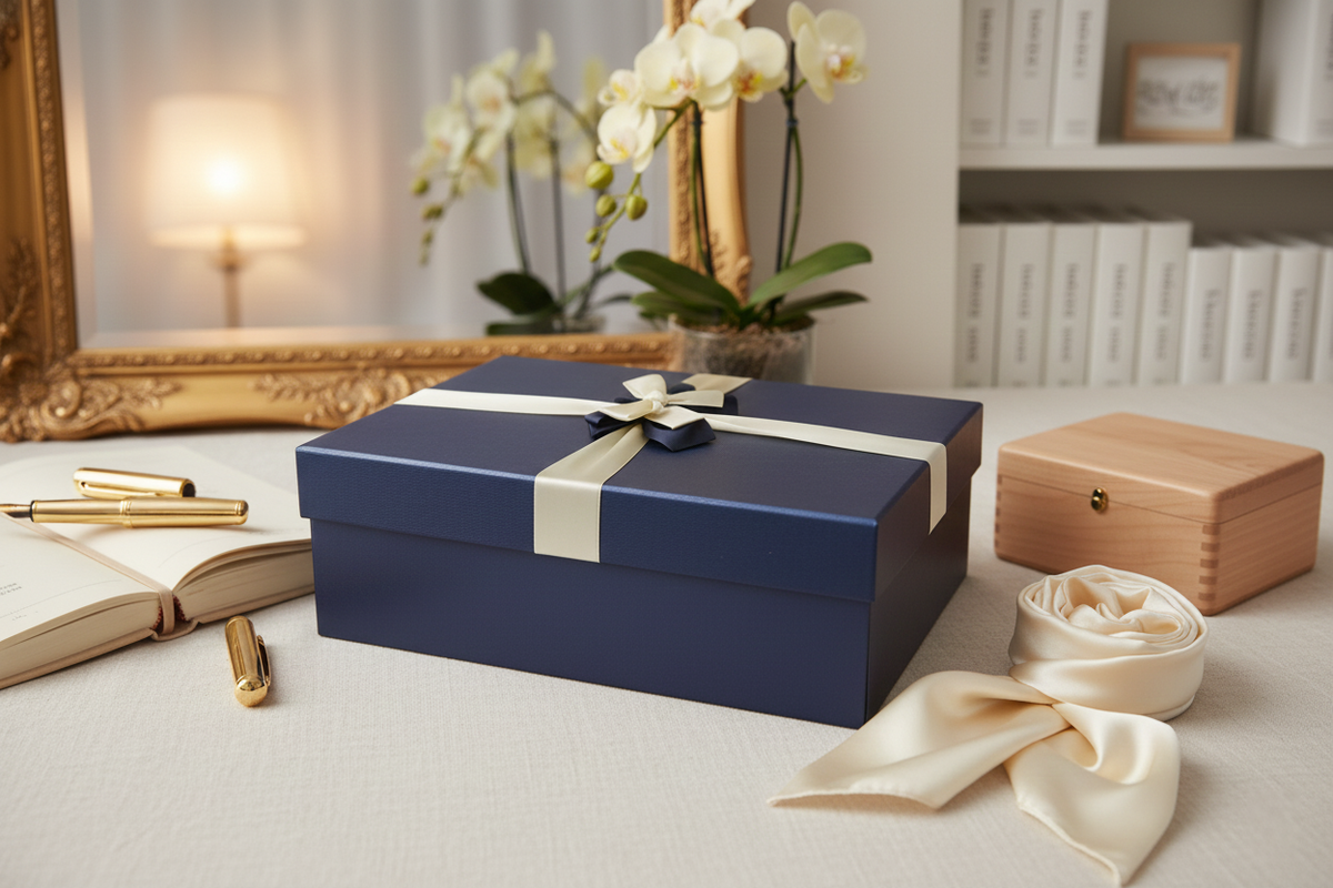 Durable Preassembled Blue Gift Boxes with Bow