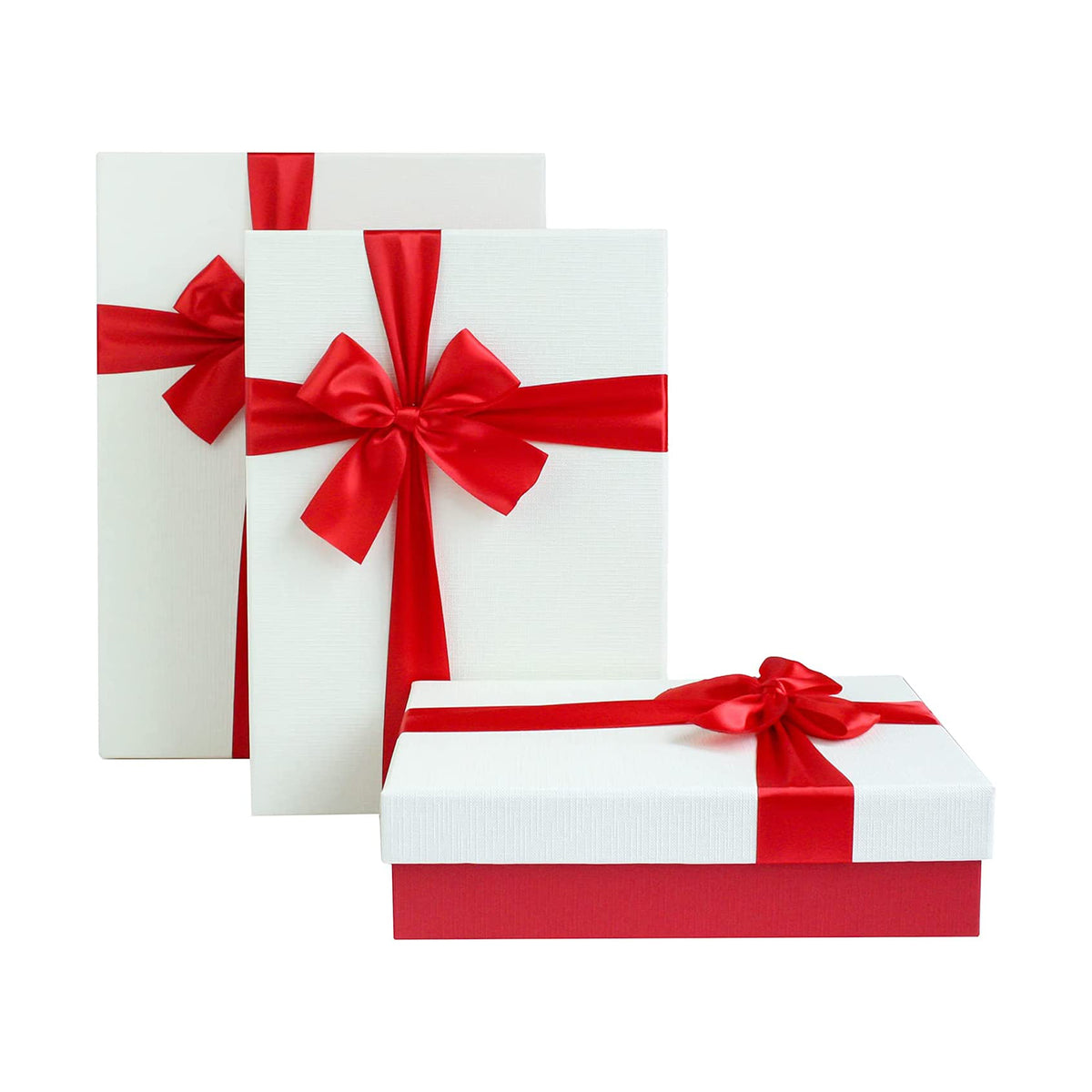 Luxury Red/White Gift Boxes - Set of 3 (Sizes Available)