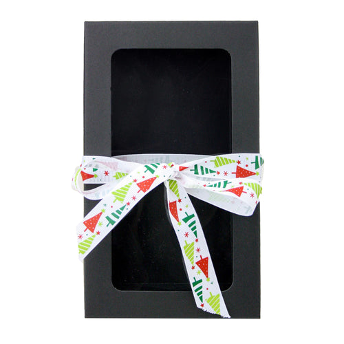 Pack of 12 Rectangle Black Kraft Gift Boxes with Christmas Ribbon