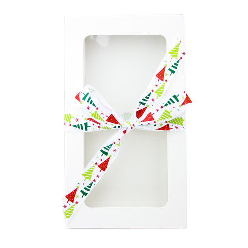 Pack of 12 Rectangle White Kraft Gift Boxes with Christmas Ribbon