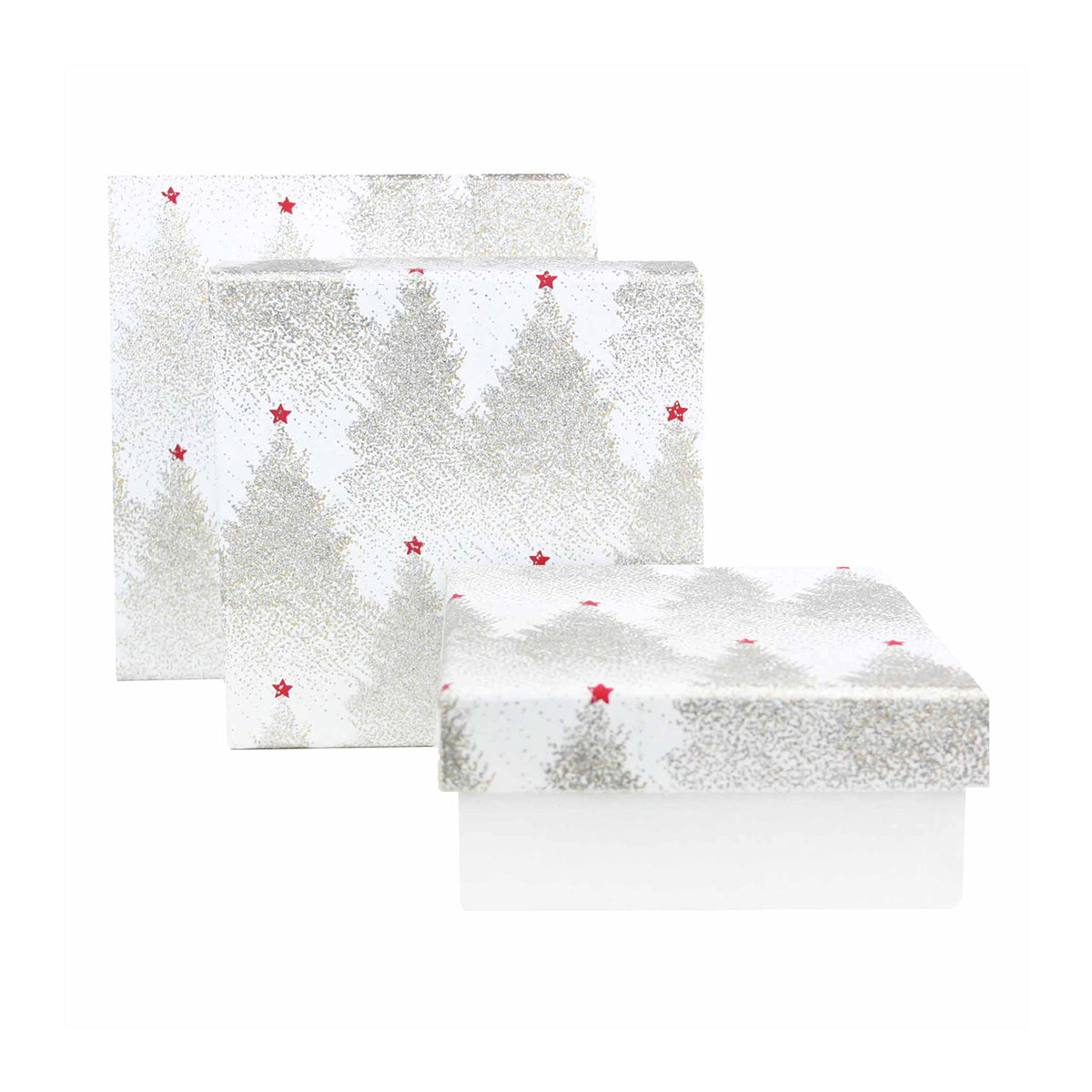 Handcrafted Glittery Winter Wonderland Gift Boxes - Set of 3