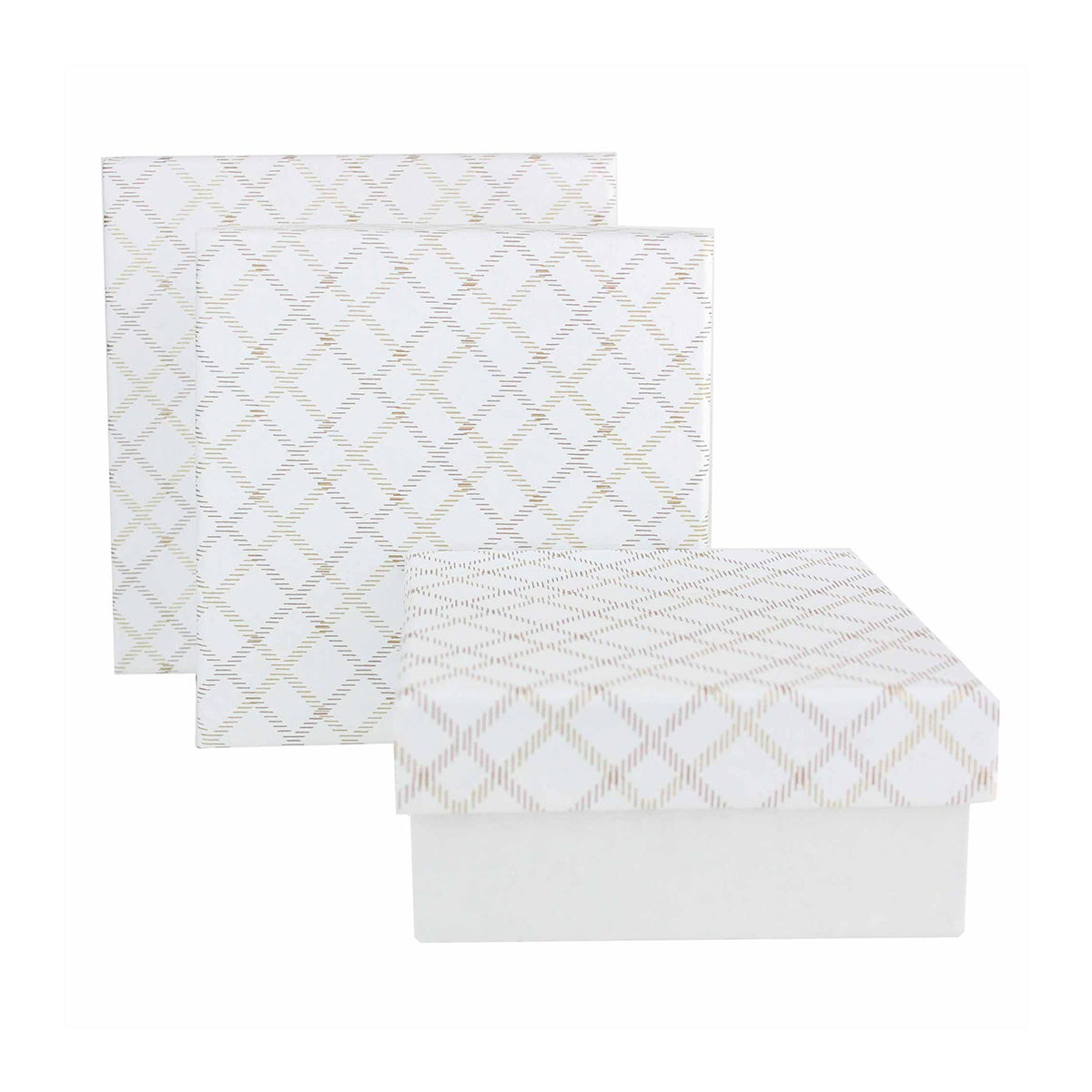 Handcrafted Chequered White Gift Boxes - Set of 3