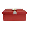 Set of 3 Rigid Gift Box, Red Box with Lid, Satin Decorative Ribbon