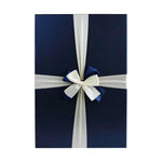Set of 3 Rigid Gift Box, Dark Blue Box with Lid, Satin Decorative Ribbon