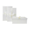 Set of 3 Rigid Gift Box, Ivory Box with Lid, Satin Decorative Ribbon