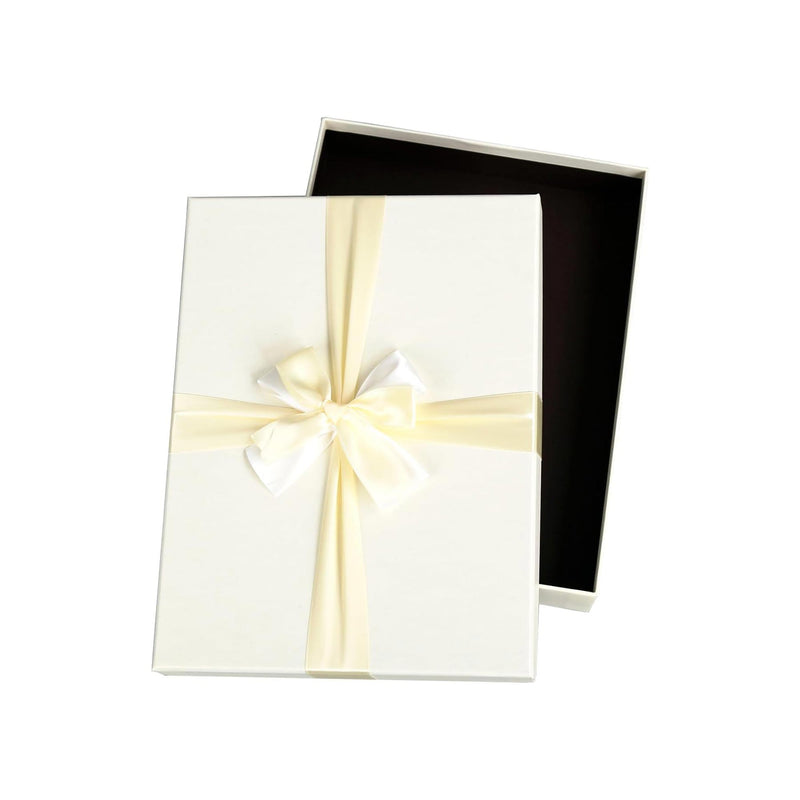 Single Rigid Gift Box, Ivory Box with Lid, Satin Decorative Ribbon
