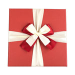 Set of 3 Rigid Square Gift Box, Red Box with Lid, Satin Decorative Ribbon