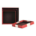 Set of 3 Rigid Square Gift Box, Red Box with Lid, Satin Decorative Ribbon