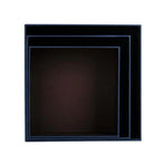 Set of 3 Rigid Square Gift Box, Dark Blue Box with Lid, Satin Decorative Ribbon