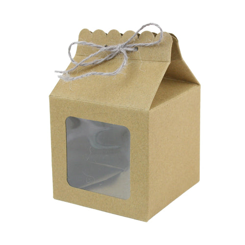 Brown Kraft Bag Gift Box with Clear Window