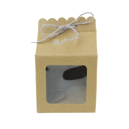 Pack of 12 Brown Kraft Bag Gift Box with Clear Window