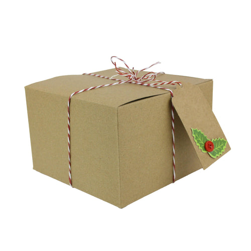 Pack of 12 Natural Brown Kraft Gift Box with String and Tag