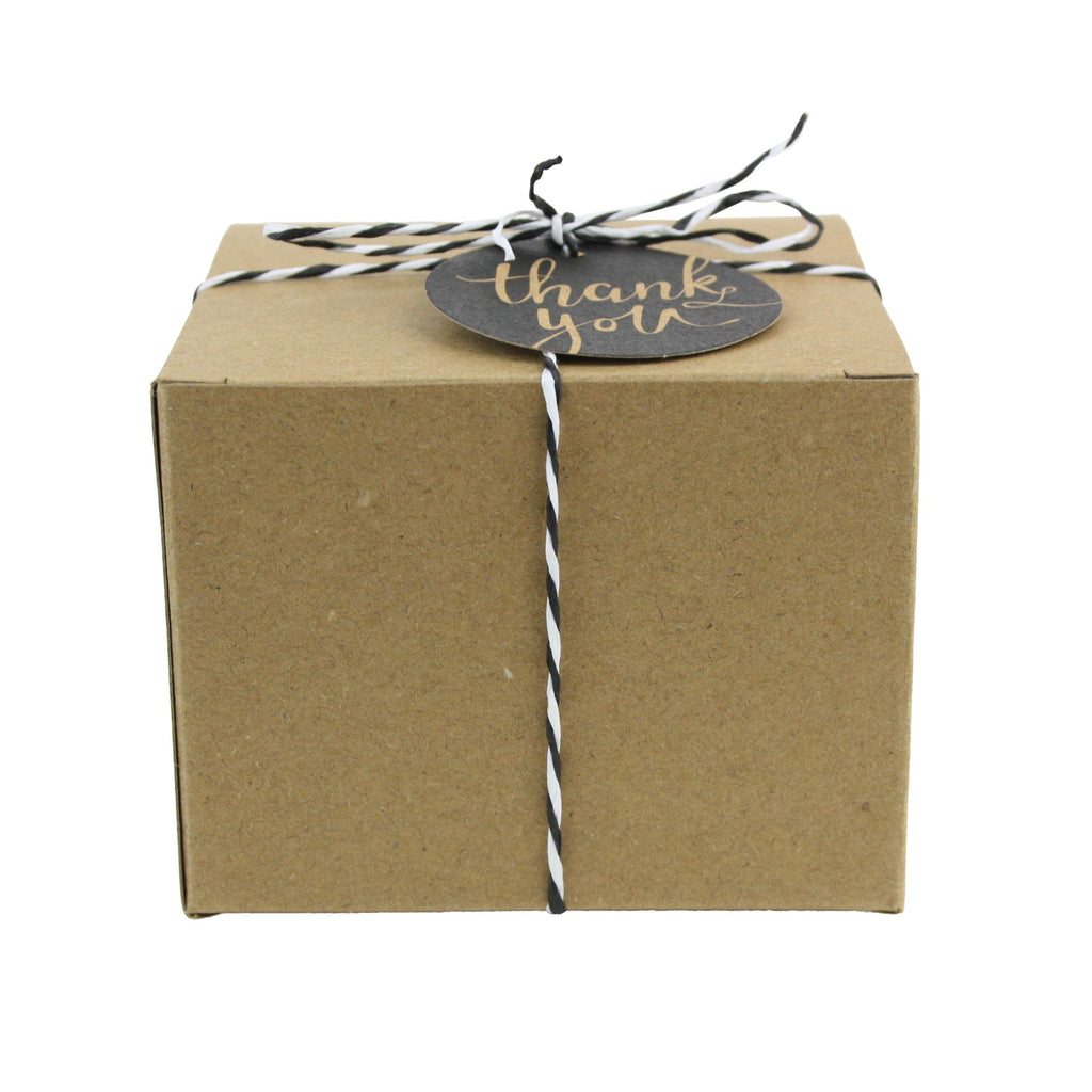 Pack of 12 Natural Kraft Gift Box With String and Tag