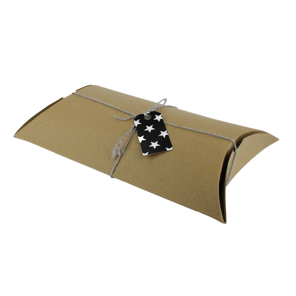 Pack of 12 Kraft Pillow Boxes With String and Tag