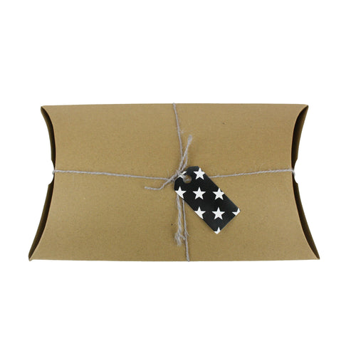 Kraft Pillow Boxes With String and Tag