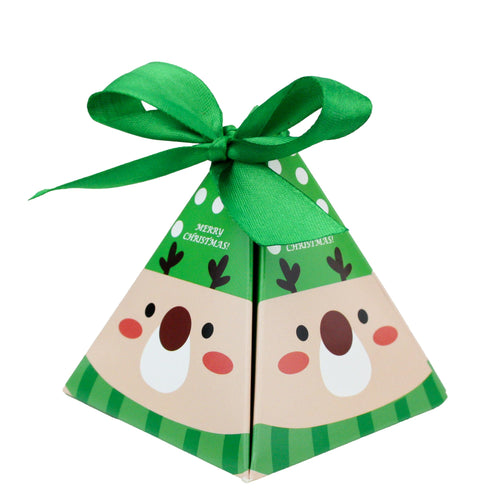 Christmas Cone Candy Treat Gift Box With Ribbon - Pack of 24