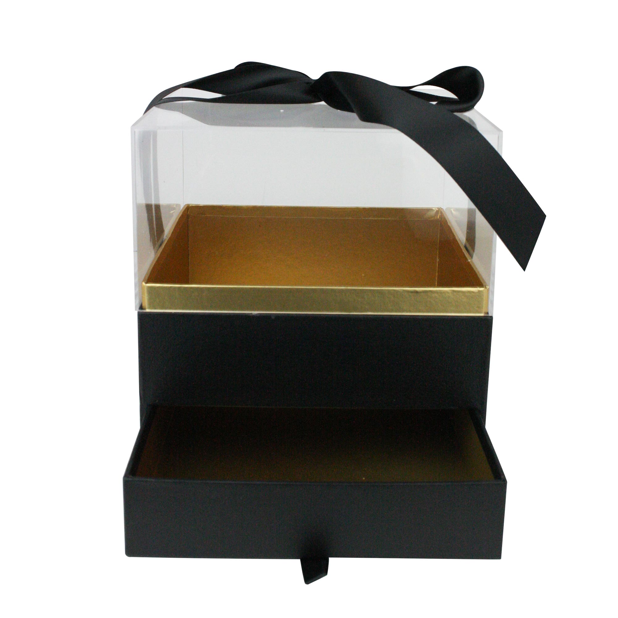 Emartbuy 2 Stück Stoffbezogene Blumen-Boxen Mit Klarsicht-Einsatz | Stapelbare Geschenkbox Für Blumen, Deko & Aufbewahrung