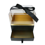 Black Box with Drawer, Acrylic Lid and Ribbon