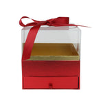 Red Box with Drawer, Acrylic Lid and Ribbon