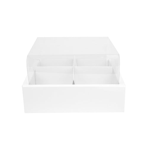 Pack of 12 White Cupcake Box with Clear Lid - Holds 4 Cupcakes