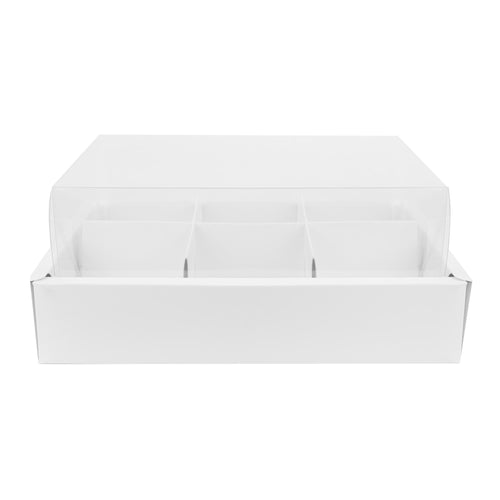 Pack of 12 White Cupcake Box with Clear Lid - Holds 6 Cupcakes