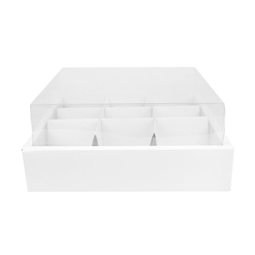 Pack of 12 White Cupcake Box with Clear Lid - Holds 9 Cupcakes