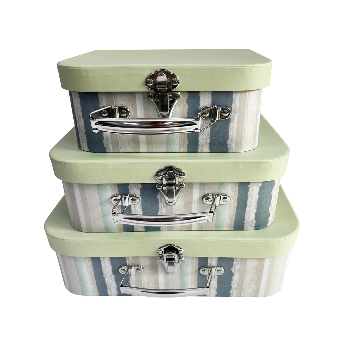 Set of 3 Multicoloured Wall Paper Suitcase Gift Box
