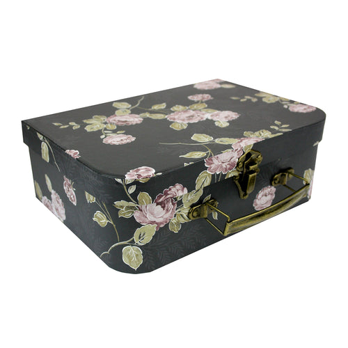 Black Floral Print Suitcase Gift Box - Set of 3