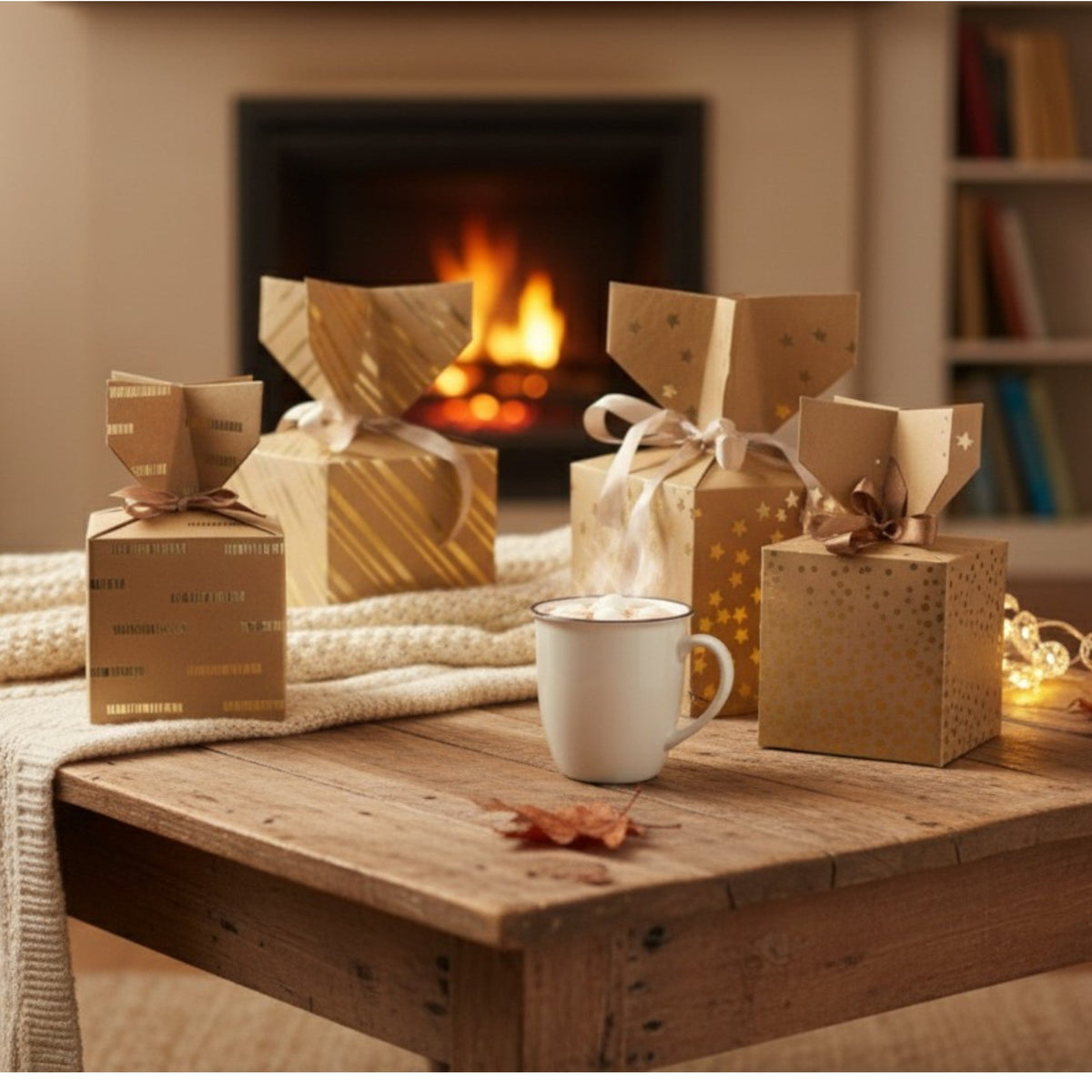 Gold Print Gift Boxes - Pack of 12 (Sizes Available) In Stock on 30/09/2025