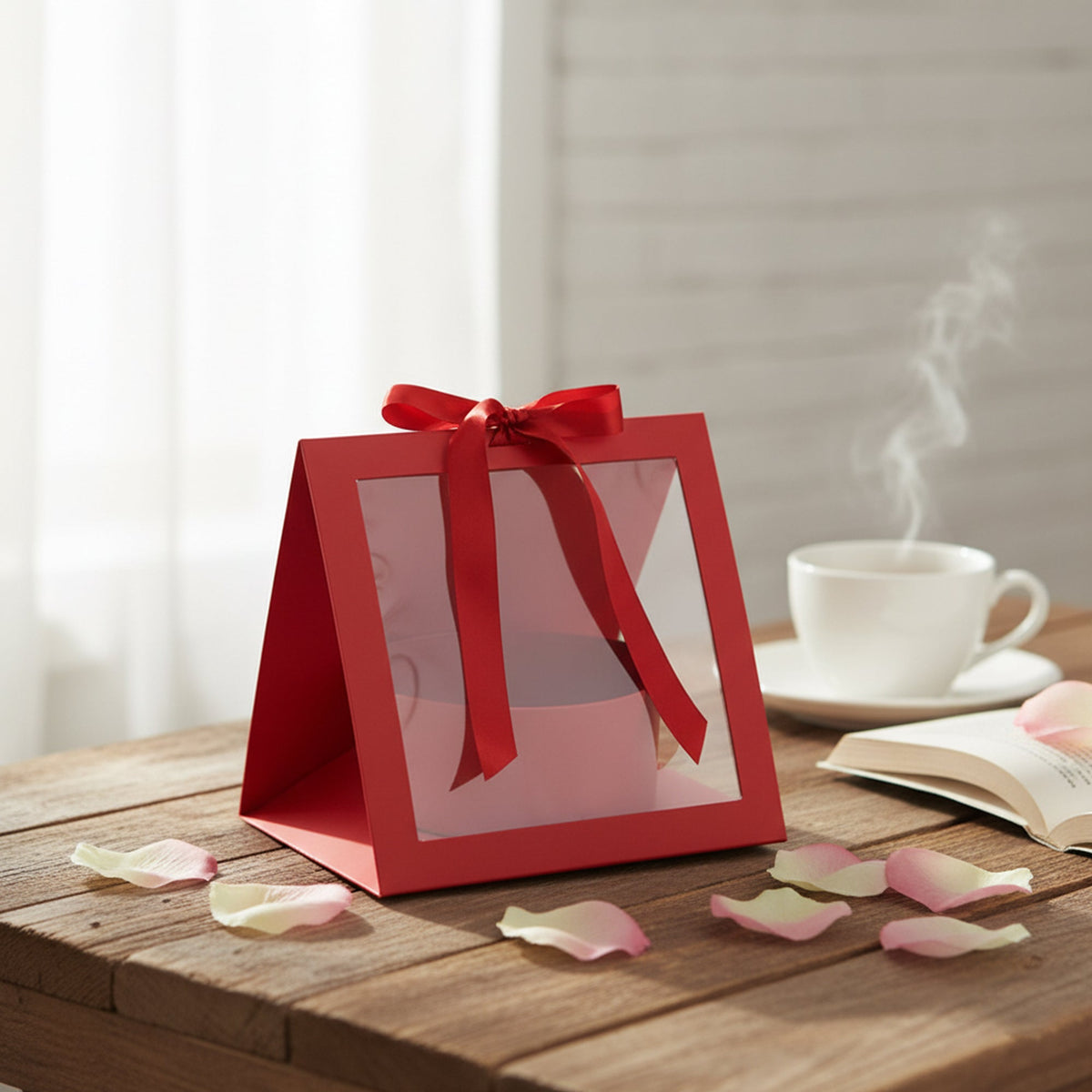 Square Flower Gift Boxes With Clear Window In Stock on 30/09/2025