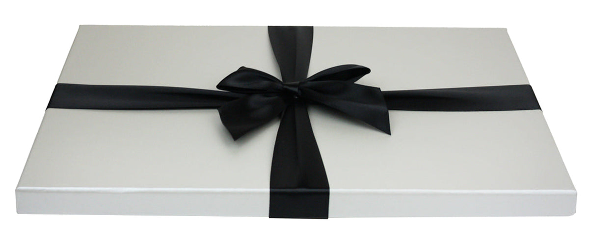 Black Silver Slim Gift Box With Ribbon - Single In Stock on 10/10/2025