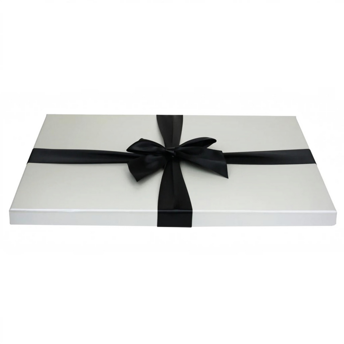 Black Silver Slim Gift Box With Ribbon - Single