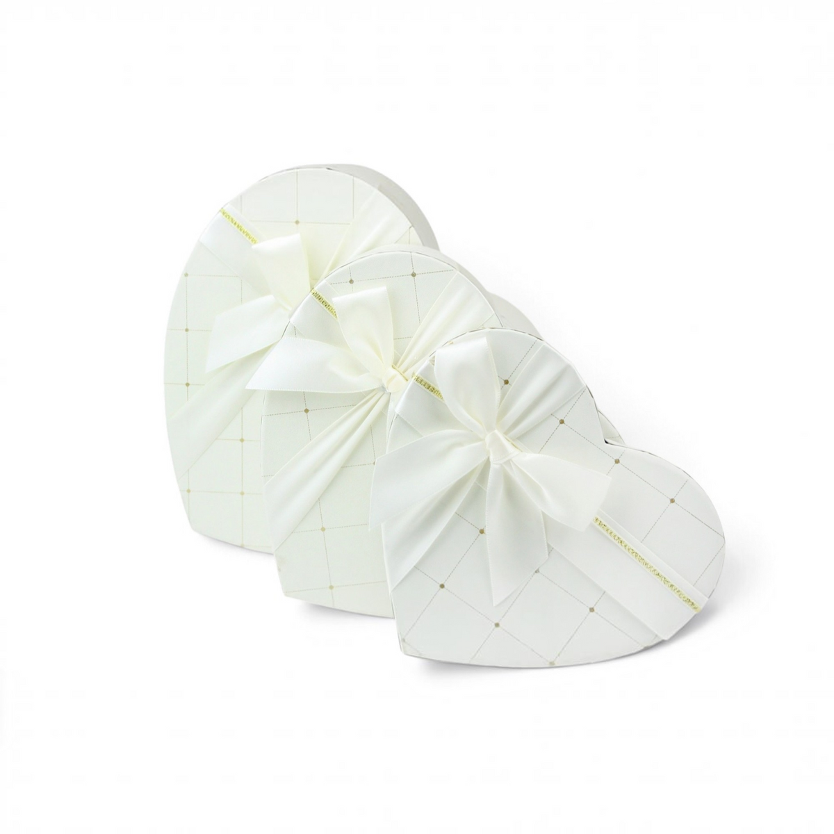 Luxury White Heart Shaped Gift Boxes with Ribbon Bow – Small, Medium & Large
