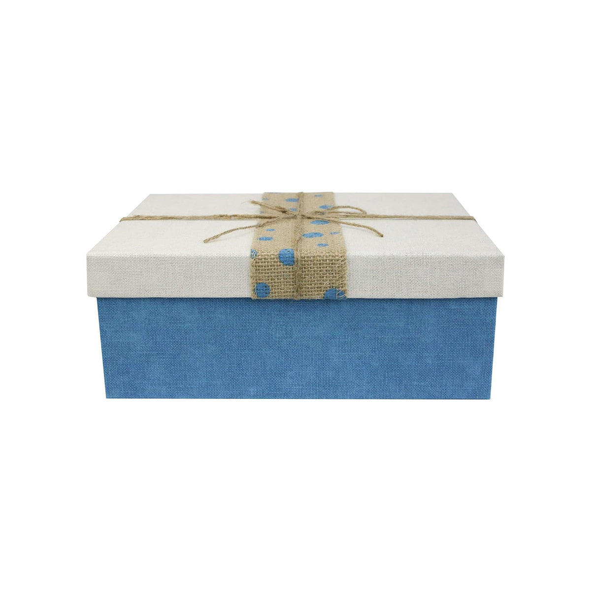 Single Blue White Jute Bow Gift Box (Sizes Available)