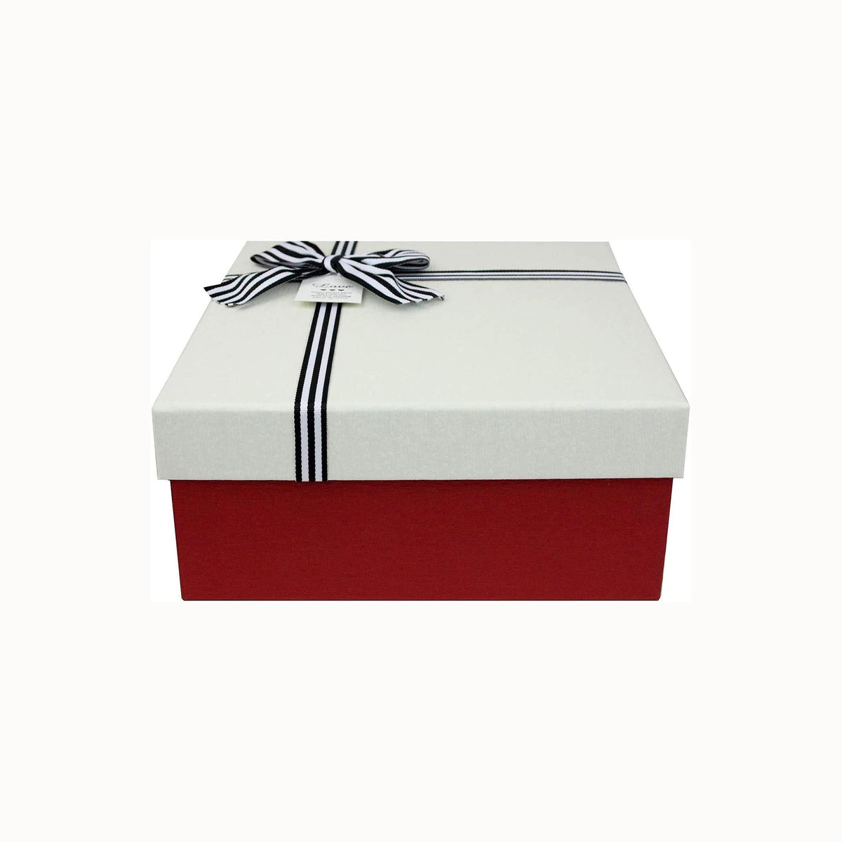 Single White Striped Bow Gift Box (Sizes Available)