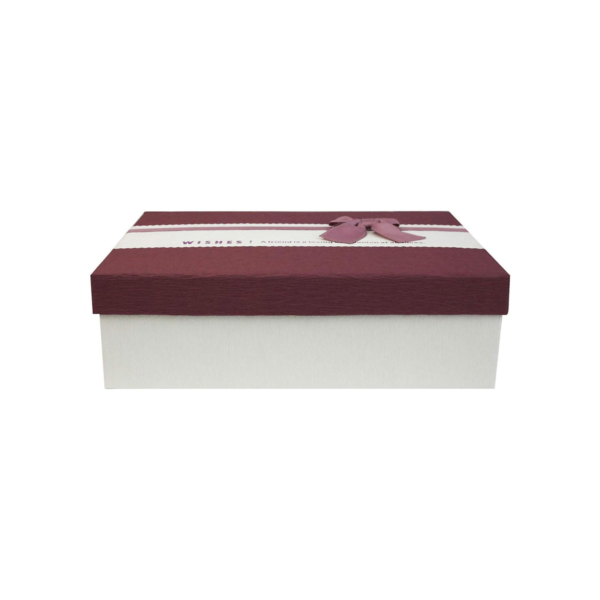 Single Cream Maroon Bow Gift Box (Sizes Available)