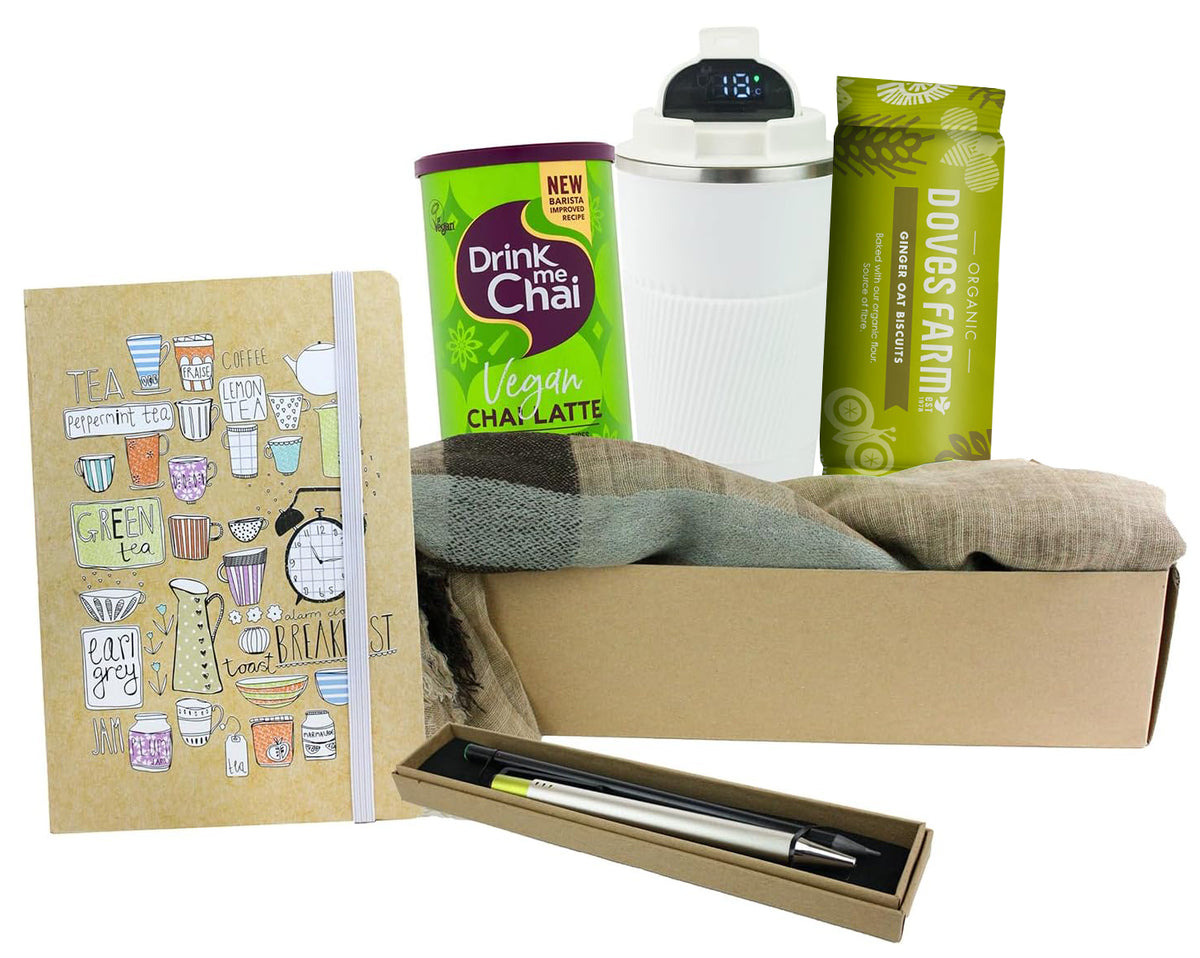 Premium Biscuits, Fudge & Scarf Gift Hamper – Indian Cream Box with Stylish Accessories.
