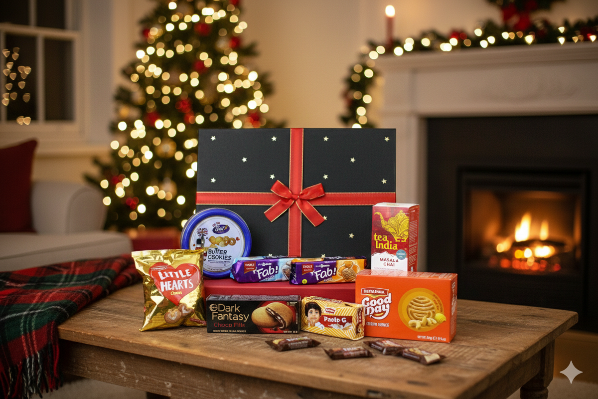 Premium Assorted Biscuit Cookies Treats & Masala Chai Tea Gift Hamper - Deluxe Snack Box