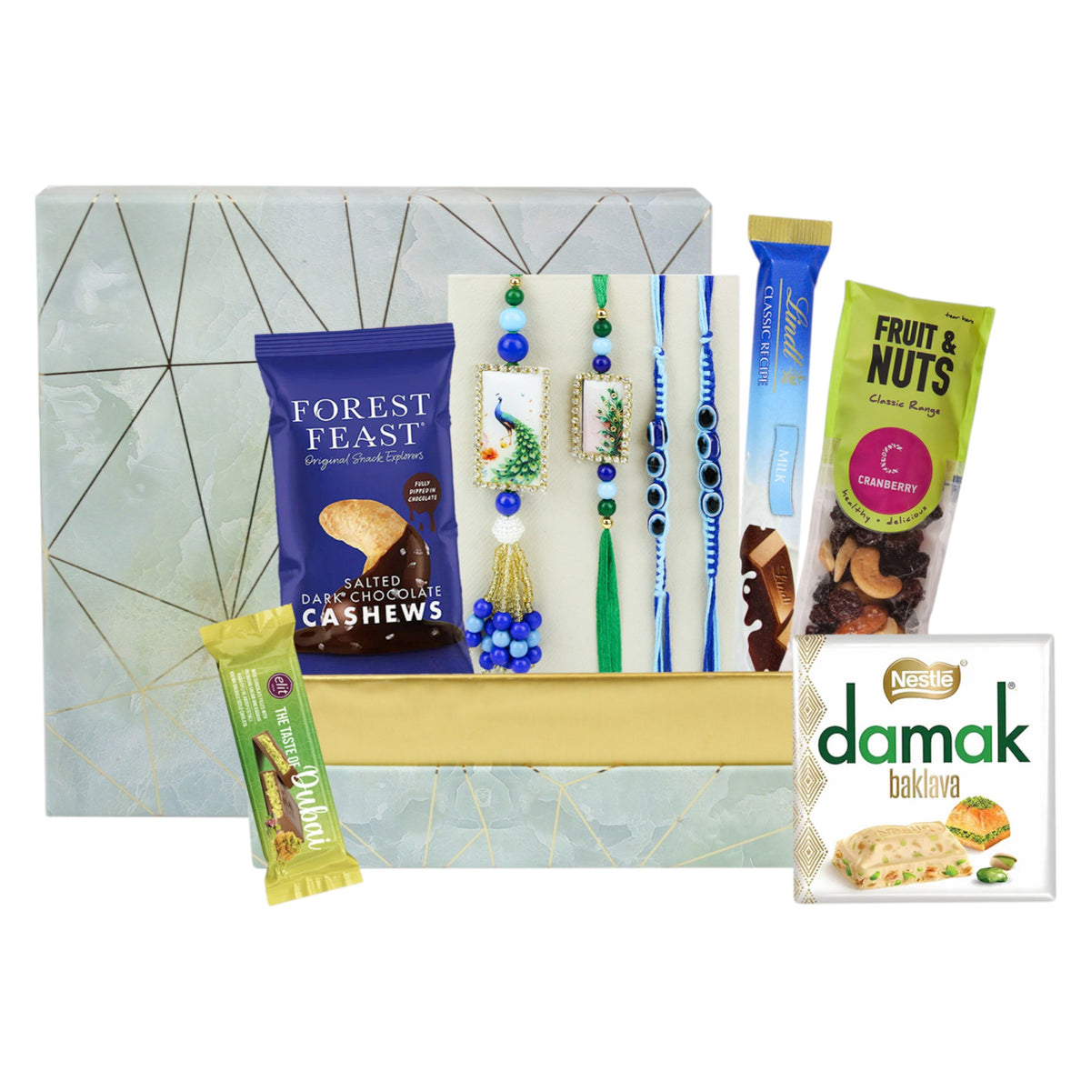 Peacock Lumba Rakhi Gift Hamper