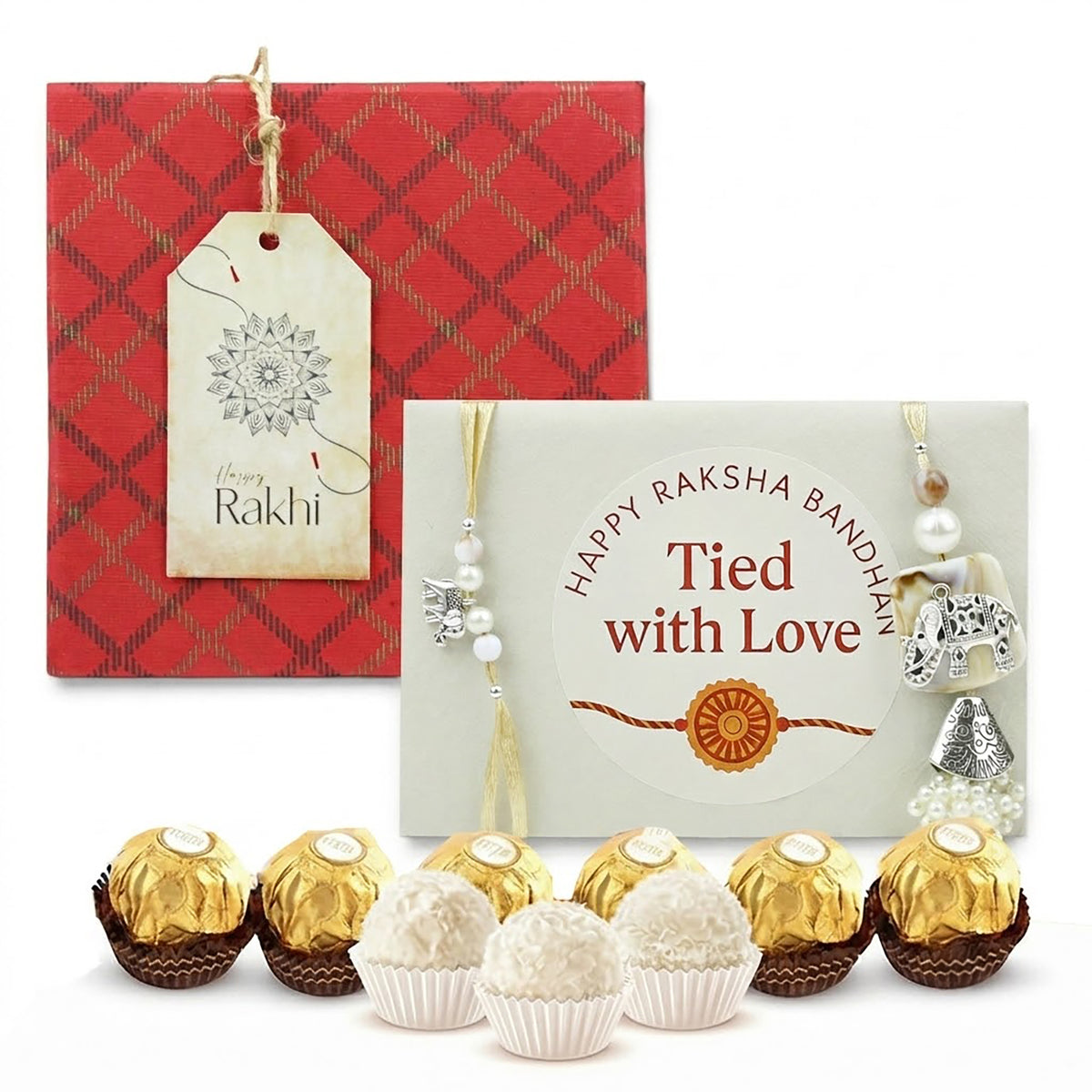 Rakhi Gift Hamper with Designer Rakhi, Chocolates & Coconut Truffles