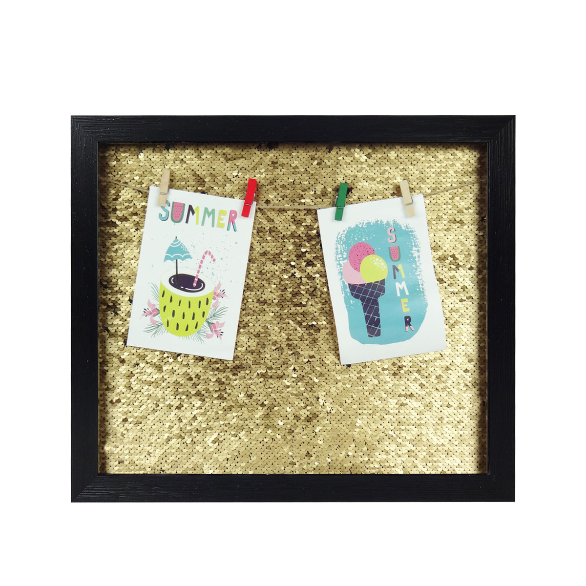 Big Sequin Photo Frame - Black/Gold